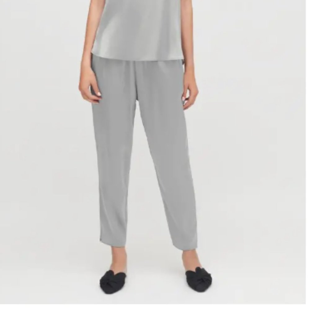 CUYANA Women's Washable Charmeuse Tapered Pant